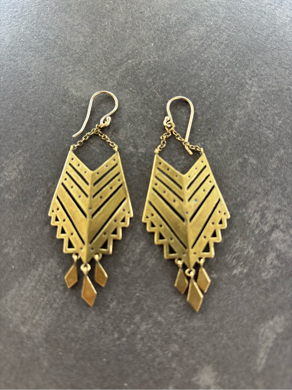 Silpada Antique Brass Chevron Drop Earrings